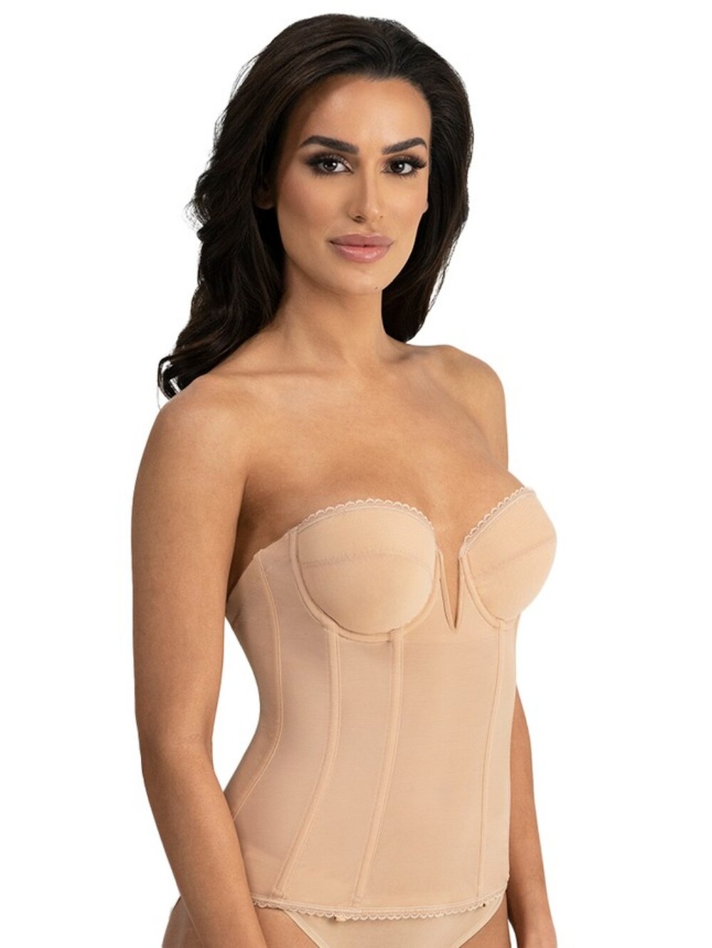 Dominique "Vivienne" Mocha Front V-Wire Strapless Longline Bra Bustier 40F